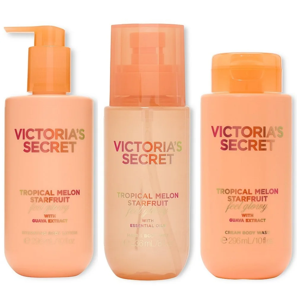 Victoria's Secret Tropical Melon Starfruit Body Wash, Lotion, & Mist 3pc Set NEW